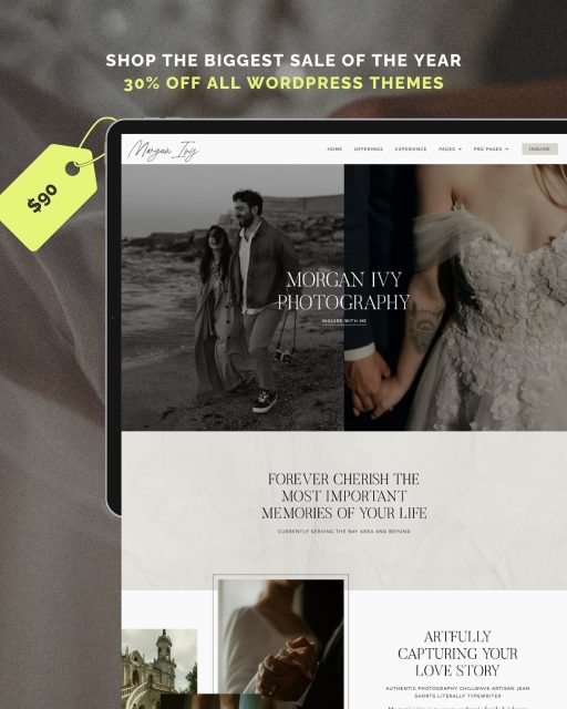 The Black Friday sale is officially live! For the first time in a year, shop all themes at a 30% discount!! Enter the code BF30 at checkout to redeem your discount.
 
The 30% discount also applies to the standard $80 theme installation service, which gets you a copy of the theme demo installed on your website. 
 
With the Black Friday discount, you can get a brand new WordPress theme and have it installed for under $150! What an amazing price to launch a new website, plus you can skip ahead with the installation service.
 
The Black Friday sale ends at midnight EST on December 2, 2025. Happy Shopping!